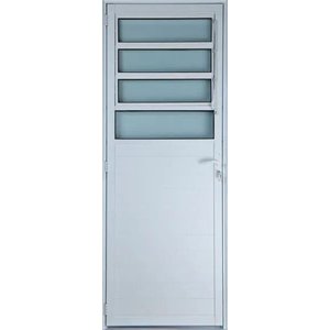Porta de Alumínio Lambril Basculante Cor Branco 210 x 80 Direita Vidro Mini Boreal Linha All