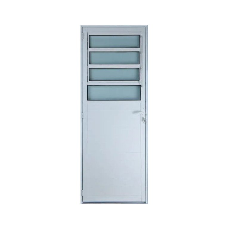 Porta de Alumínio Lambril Basculante Cor Branco 210 x 80 Direita Vidro Mini Boreal Linha All