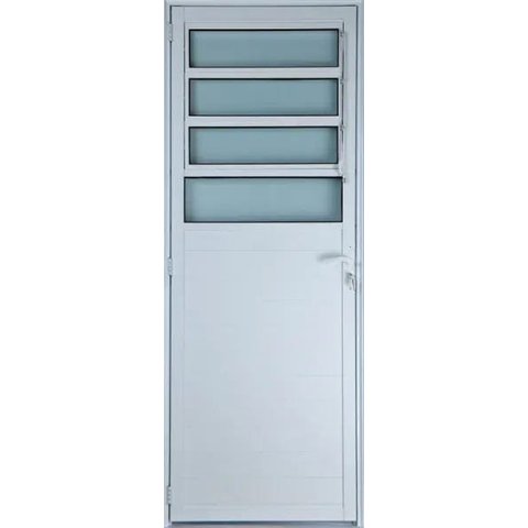 Porta de Aluminio Basculante Lambril Direita Linha Premium:2,10 X 0,80/branco