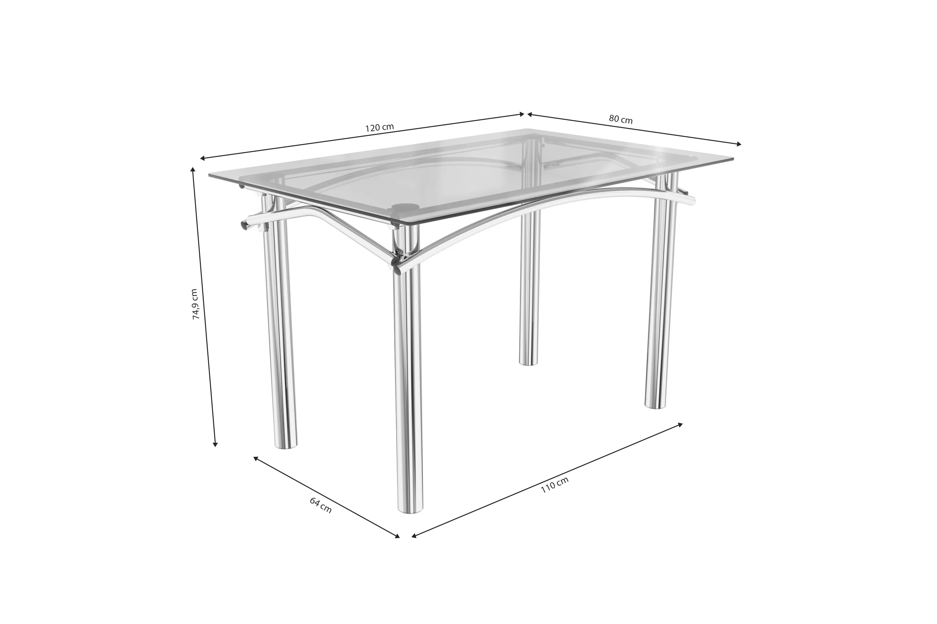 Conjunto Sala de Jantar Mesa Tampo de Vidro Retangular Elba e 4 Cadeiras Florença Crome - 5