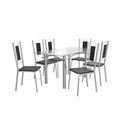Ver imagem 3 de Conjunto Sala de Jantar Mesa Tampo de Vidro Retangular Elba e 6 Cadeiras Florença Crome