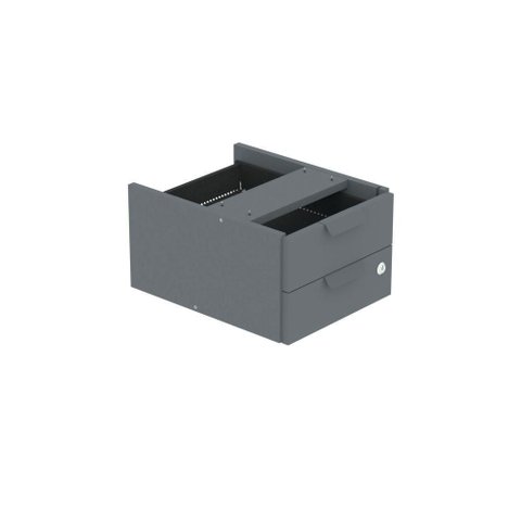 Gaveteiro Aéreo para Mesa GA02G P15 2 Gavetas MDF-MDP com Corrediça Metálica Grafite Pandin Mó