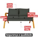 Ver imagem 6 de Poltrona Namoradeira Mona Almofada Macia Veludo Cinza com Braço de Madeira Maciça - Arkell