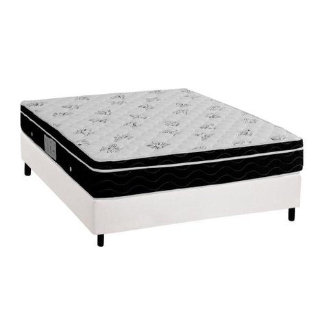 Cama Box Viúva: Colchão Molas Ortobom Nanolastic Physical Spring + Base CRC Courano Branco(128x188