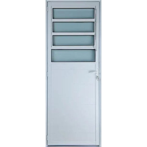 Porta de Alumínio Lambril Basculante Cor Branco 210 x 100 Esquerda Vidro Mini Boreal Linha All