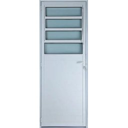Porta de Alumínio Lambril Basculante Cor Branco 210 x 80 Esquerda Vidro Mini Boreal Linha All - 1