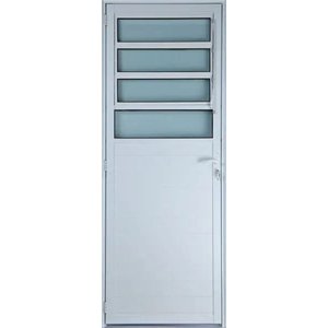 Porta de Alumínio Lambril Basculante Cor Branco 210 x 80 Esquerda Vidro Mini Boreal Linha All