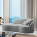 Ver imagem 2 de Divã Recamier Curvo Sala de Estar Recepção Inglaterra 150cm Lado Esquerdo Bouclé Doce Sonho Móveis C