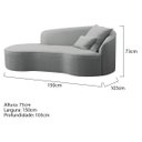 Ver imagem 3 de Divã Recamier Curvo Sala de Estar Recepção Inglaterra 150cm Lado Esquerdo Bouclé Doce Sonho Móveis C