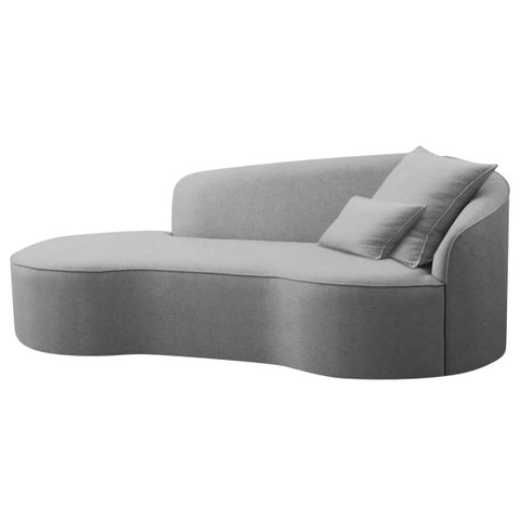 Divã Recamier Curvo Sala de Estar Recepção Inglaterra 150cm Lado Esquerdo Bouclé Doce Sonho Móveis C