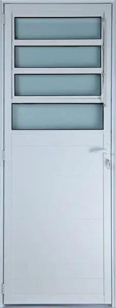 Porta de Alumínio Lambril Basculante Cor Branco 210 x 100 Direita Vidro Mini Boreal Linha All - 1