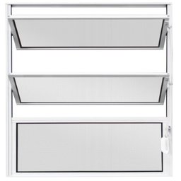 Vitro Basculante de Alumínio 1°seção Vidro Mini Boreal 0,60 X 0,60 Cor Branco Linha Econ - 2