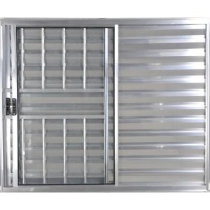Janela Veneziana de Alumínio 3 Folhas 1,20 x 1,20 com Grade Cor Brilhante Linha All Modular