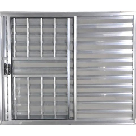 Janela Veneziana de Alumínio 3 Folhas 1,20 x 1,20 com Grade Cor Brilhante Linha All Modular