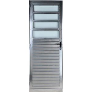 Porta de Alumínio Basculante Cor Brilhante 210 x 100 Direita Vidro Mini Boreal Linha All Soft