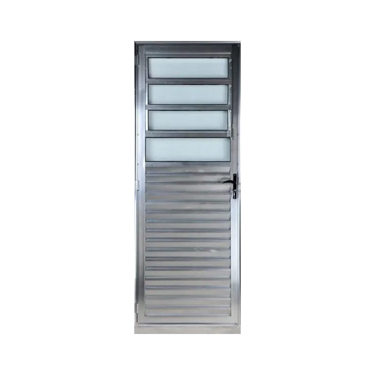 Porta de Alumínio Basculante Cor Brilhante 210 x 100 Direita Vidro Mini Boreal Linha All Soft