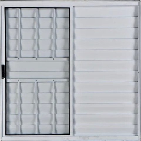 Janela Veneziana de Alumínio 3 Folhas 1,20 x 1,20 com Grade Cor Branco Linha All Modular