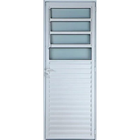 Porta de Alumínio Basculante Cor Branco 210 x 100 Direita Vidro Mini Boreal Linha All Soft