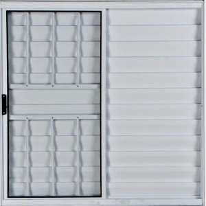 Janela Veneziana de Alumínio 3 Folhas 1,00 x 1,50 com Grade Cor Branco Linha All Modular