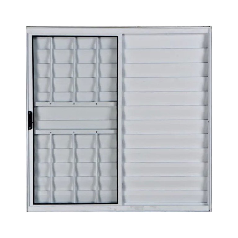 Janela Veneziana de Alumínio 3 Folhas 1,00 x 1,50 com Grade Cor Branco Linha All Modular Janela Veneziana de Alumínio 3 Folhas 1,00 x 1,50 com Grade Cor Branco Linha All Modular
