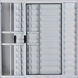 Janela Veneziana de Alumínio 3 Folhas 1,00 x 1,50 com Grade Cor Branco Linha All Modular - 2