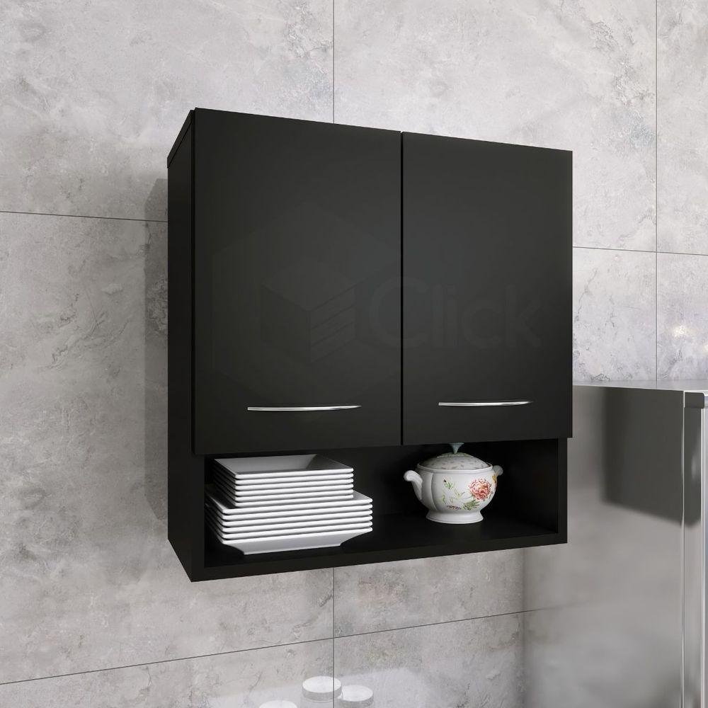 Gabinete Preto 2 Portas Para Recepção Aéreo - 1