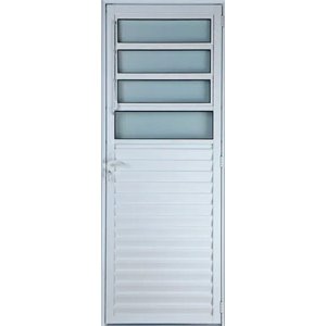 Porta de Alumínio Basculante Cor Branco 210 x 90 Direita Vidro Mini Boreal Linha All Soft
