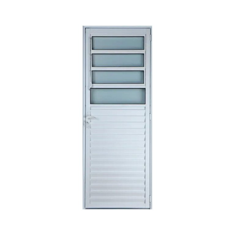 Porta de Alumínio Basculante Cor Branco 210 x 90 Direita Vidro Mini Boreal Linha All Soft Porta de Alumínio Basculante Cor Branco 210 x 90 Direita Vidro Mini Boreal Linha All Soft