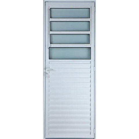 Porta de Alumínio Basculante Cor Branco 210 x 80 Direita Vidro Mini Boreal Linha All Soft