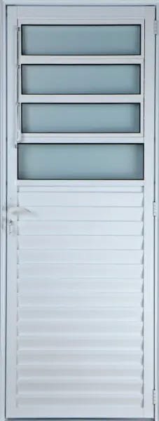 Porta de Alumínio Basculante Cor Branco 210 x 70 Direita Vidro Mini Boreal Linha All Soft