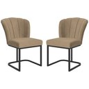 Ver imagem 1 de Kit 2 Cadeiras Poltrona Flor Pés Metal Preto Mesa Quarto Cozinha Cor:capuccino