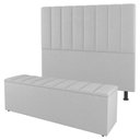Ver imagem 1 de Kit Cabeceira e Baú Cama Box King Size Cora 195cm Sintético Branco - Desk Design