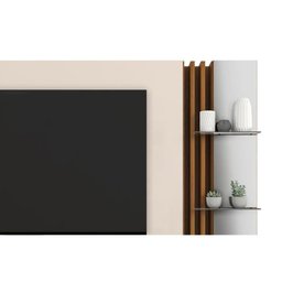 Home P-tv até 75 Polegadas Salone 100% Mdf C- Led e Prateleiras 240x195cm Bali-cedro Dj Móveis - 2
