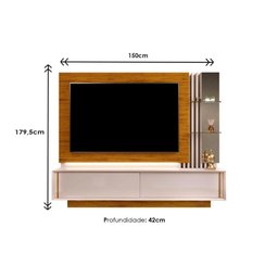 Home P-tv até 75 Polegadas Salone 100% Mdf C- Led e Prateleiras 240x195cm Bali-cedro Dj Móveis - 3