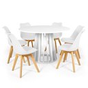 Ver imagem 1 de Conjunto Mesa de Jantar Redonda Talia Branca 120cm com 6 Cadeiras Eiffel Leda - Branco
