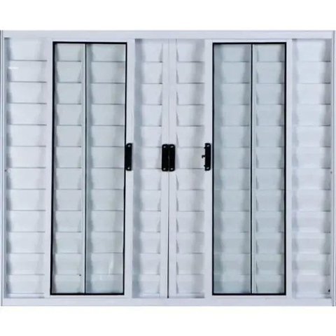 Janela Veneziana de Alumínio 6 Folhas 1,20 x 2,00 sem Grade Cor Branco Linha All Modular