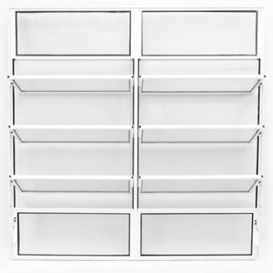 Vitro Basculante de Alumínio 2°seções Vidro Mini Boreal 1,00 X 1,50 Cor Branco Linha Econ