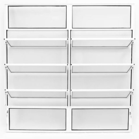 Vitro Basculante de Alumínio 2°seções Vidro Mini Boreal 0,80 X 1,20 Cor Branco Linha Econ