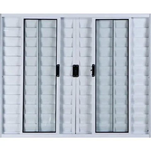 Janela Veneziana de Alumínio 6 Folhas 1,00 x 2,00 sem Grade Cor Branco Linha All Modular