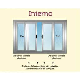 Vitro de Alumínio 4 Folhas 1,00 x 1,00 com Grade Cor Brilhante Linha All Modular - 4