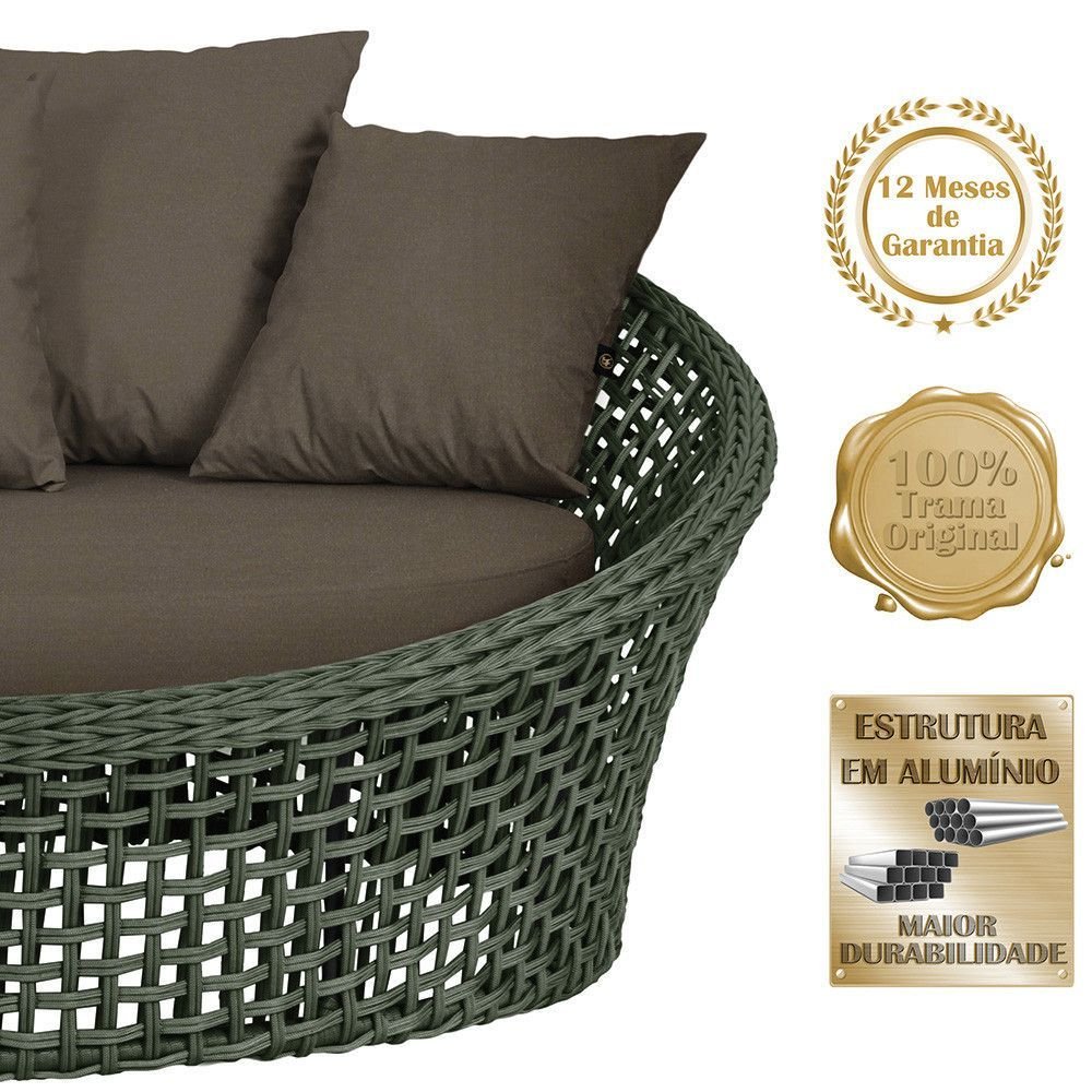 Chaise Hungria Alumínio Pintura Preta Corda Náutica E9 Trama Original - 3