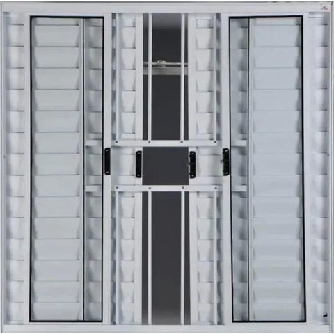 Janela Veneziana de Alumínio 6 Folhas 1,20 x 2,00 com Grade Cor Branco Linha All Modular