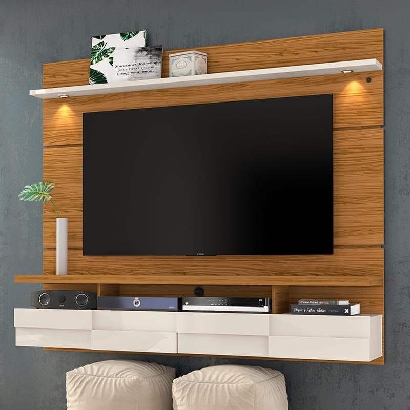 Painel Home Suspenso Lana 1.8 Naturale/Off White - PR Móveis - 2