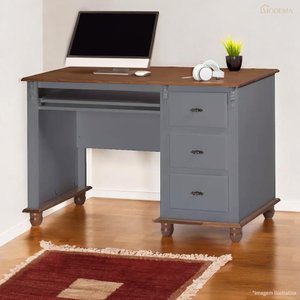 Escrivaninha 3 Gavetas Suporte para Teclado e Divisor de Ambiente 50605 Linz Moveis