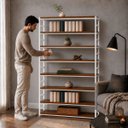 Ver imagem 3 de Estante Multiuso Organizador Livreiro Estilo Industrial 180x150 Branco Imbuia