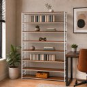 Ver imagem 2 de Estante Multiuso Organizador Livreiro Estilo Industrial 180x150 Branco Imbuia