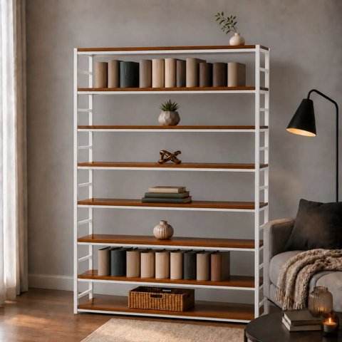 Estante Multiuso Organizador Livreiro Estilo Industrial 180x150 Branco Imbuia