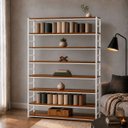 Ver imagem 1 de Estante Multiuso Organizador Livreiro Estilo Industrial 180x150 Branco Imbuia