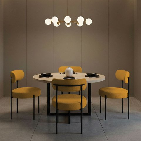 Cadeira Sala de Jantar Margara Kit 4 em Aço Preto Bouclê D03 - D'Rossi