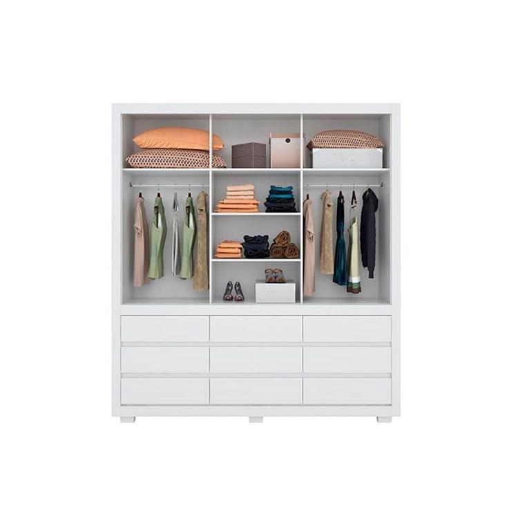 Guarda Roupa Casal 3 Portas de Correr e 9 Gavetas Detroit Branco - Demóbile - 3